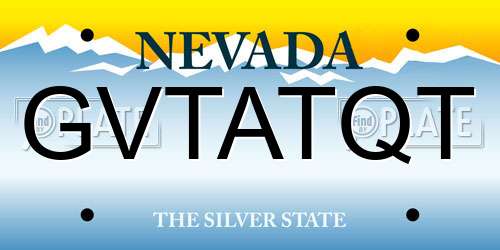 GVTATQT Nevada License Plate