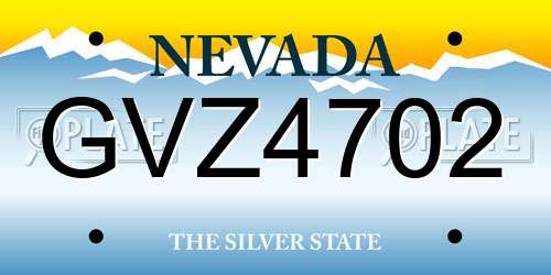 GVZ4702 Nevada License Plate