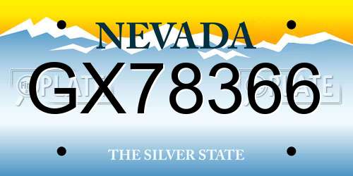 GX78366 Nevada License Plate