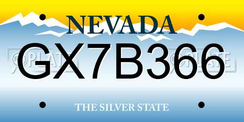 GX7B366 Nevada License Plate