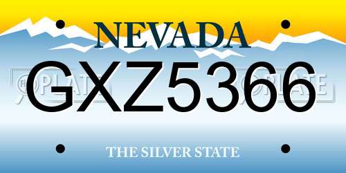 GXZ5366 Nevada License Plate