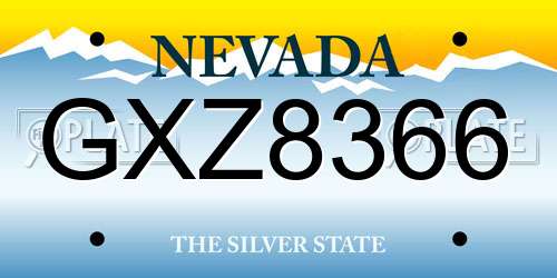 GXZ8366 Nevada License Plate