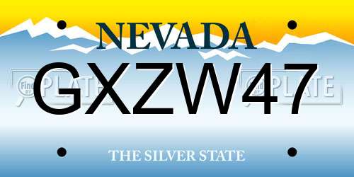 GXZW47 Nevada License Plate