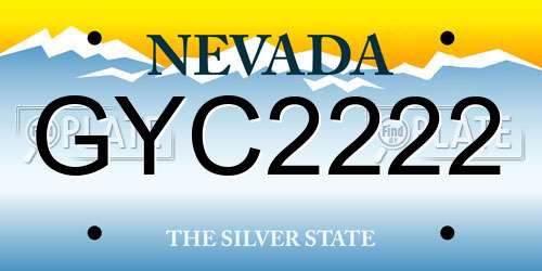 GYC2222 Nevada License Plate