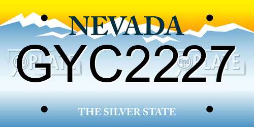 GYC2227 Nevada License Plate