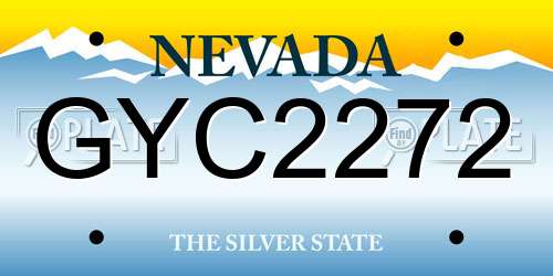 GYC2272 Nevada License Plate