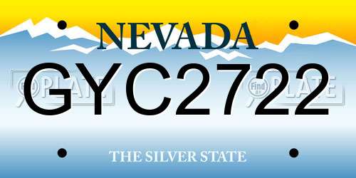 GYC2722 Nevada License Plate