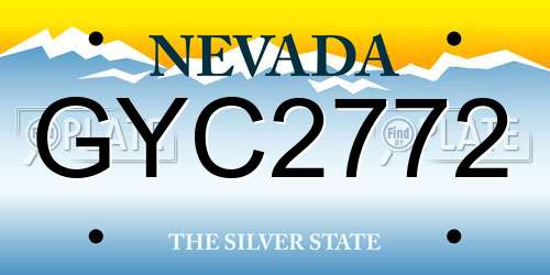 GYC2772 Nevada License Plate