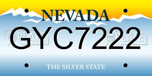 GYC7222 Nevada License Plate
