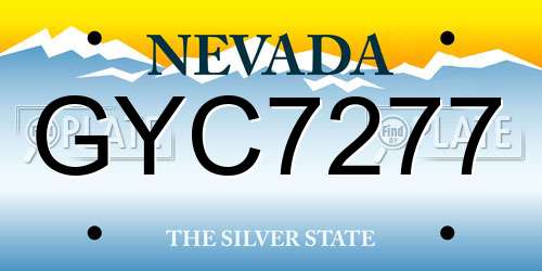 GYC7277 Nevada License Plate