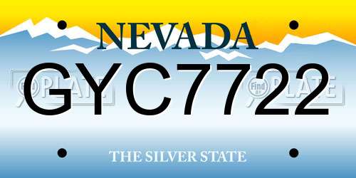 GYC7722 Nevada License Plate
