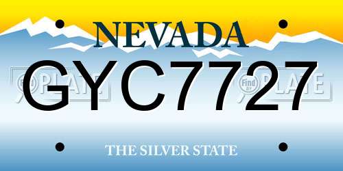 GYC7727 Nevada License Plate