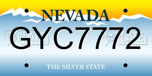 GYC7772 Nevada License Plate