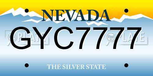 GYC7777 Nevada License Plate