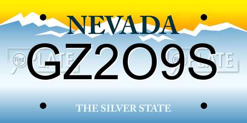 GZ2O9S Nevada License Plate