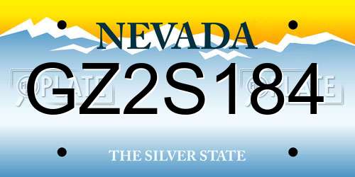 GZ2S184 Nevada License Plate