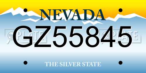 GZ55845 Nevada License Plate