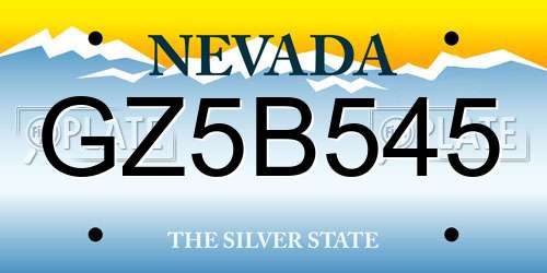 GZ5B545 Nevada License Plate