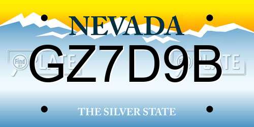 GZ7D9B Nevada License Plate