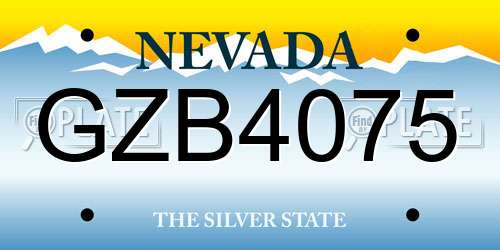 GZB4075 Nevada License Plate