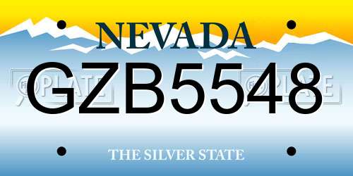 GZB5548 Nevada License Plate