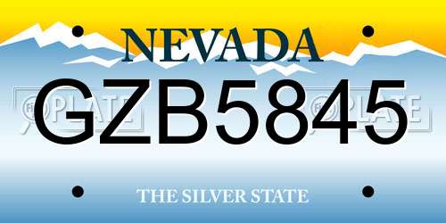 GZB5845 Nevada License Plate