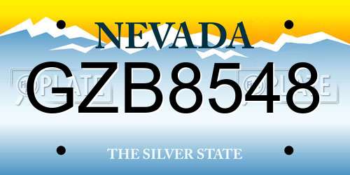 GZB8548 Nevada License Plate