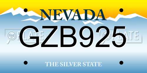 GZB925 Nevada License Plate