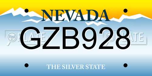 GZB928 Nevada License Plate