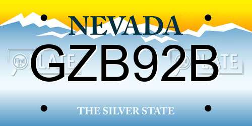 GZB92B Nevada License Plate