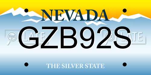 GZB92S Nevada License Plate