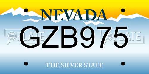 GZB975 Nevada License Plate