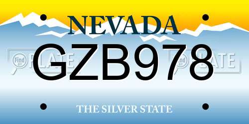 GZB978 Nevada License Plate
