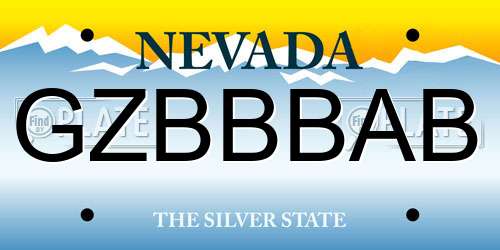 GZBBBAB Nevada License Plate