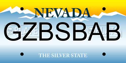 GZBSBAB Nevada License Plate