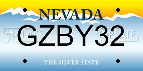 GZBY32 Nevada License Plate