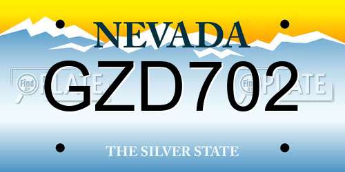 GZD702 Nevada License Plate