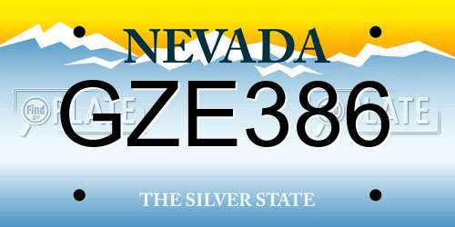 GZE386 Nevada License Plate