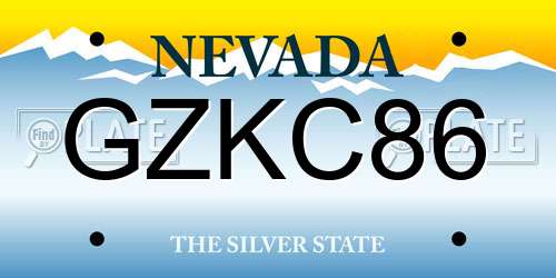 GZKC86 Nevada License Plate