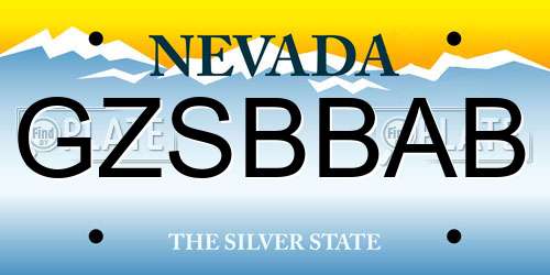 GZSBBAB Nevada License Plate
