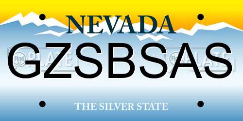 GZSBSAS Nevada License Plate