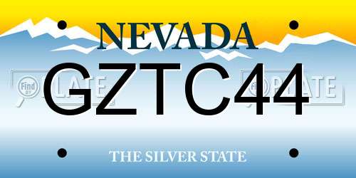GZTC44 Nevada License Plate