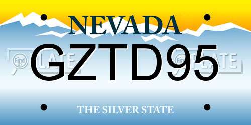 GZTD95 Nevada License Plate
