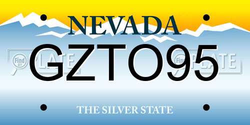 GZTO95 Nevada License Plate