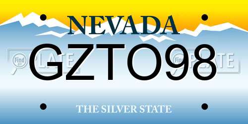 GZTO98 Nevada License Plate