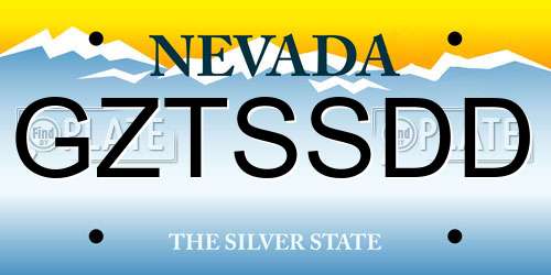 GZTSSDD Nevada License Plate