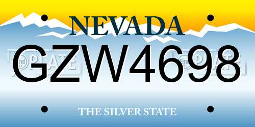 GZW4698 Nevada License Plate