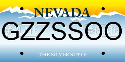 GZZSSOO Nevada License Plate