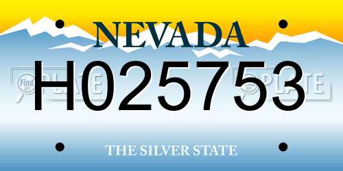 H025753 Nevada License Plate