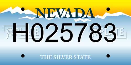 H025783 Nevada License Plate